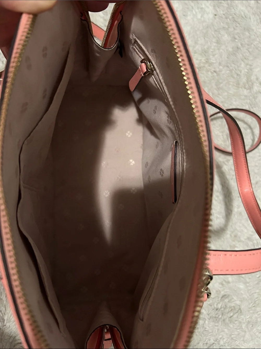 kate spade coral pink leather satchel with gold-tone hardware